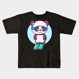 Cute Kawaii Panda Ski Kids T-Shirt